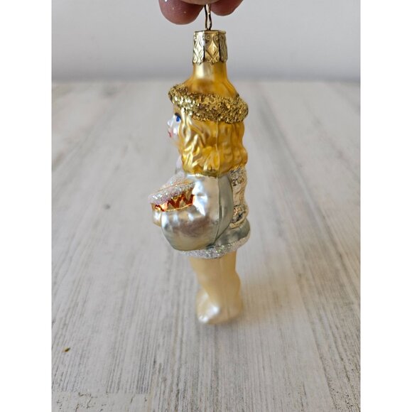 Inge glas girl drum musical Angel Gold Glass ornament Xmas tree - Picture 2 of 7